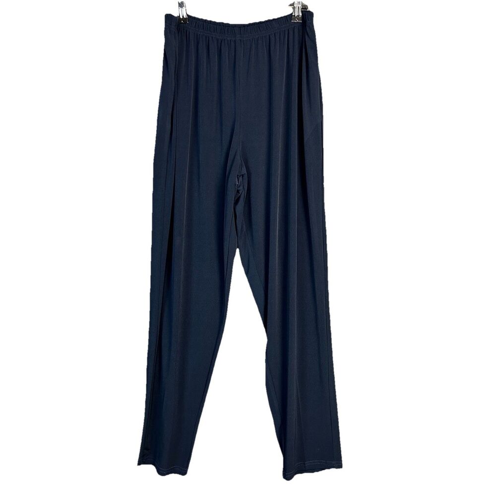 PLANET By Lauren G Womens Pants Navy Elastic Waist Straight Leg Size 2 10-14